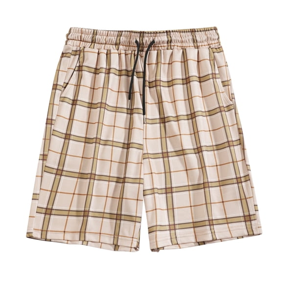 THDHVS Cargo Shorts for Men,Summer Men's Casual and Fashion Solid Color Drawstring Elastic Waist Shorts Khaki