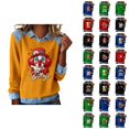 thumbnail image 1 of Mardi Gras Chemises à Manches Longues pour Femmes 2026 Mode Denim Patchwork Col à Revers Chandail en Molleton Graphique, 1 of 2