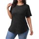 thumbnail image 2 of TaTaai Plus Size Everyday Top Women, Striped Short Sleeve Round Neck T-Shirt, Loose Fit Five Quarter Sleeve Blouse, Lightweight Soft Casual Apparel Gift, 2 of 9