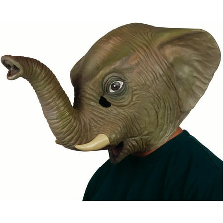 Star Power Realistic Elephant Animal Head Mask, Grey, One