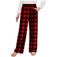 thumbnail image 2 of Jinhomg Plaid Pants for Toddler Kids Comfy Straight Leg Elastic Waist Pants Boys Girls Casual Baggy Fall Pants with Pockets 90 Percent off Clearance 11 Years 95%Polyester,5%Spandex, 2 of 4