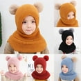 thumbnail image 2 of Knitted Cap Wind-proof No Deformation Comfortable Toddler Fleece Pompom Hat Scarf for Winter, 2 of 10