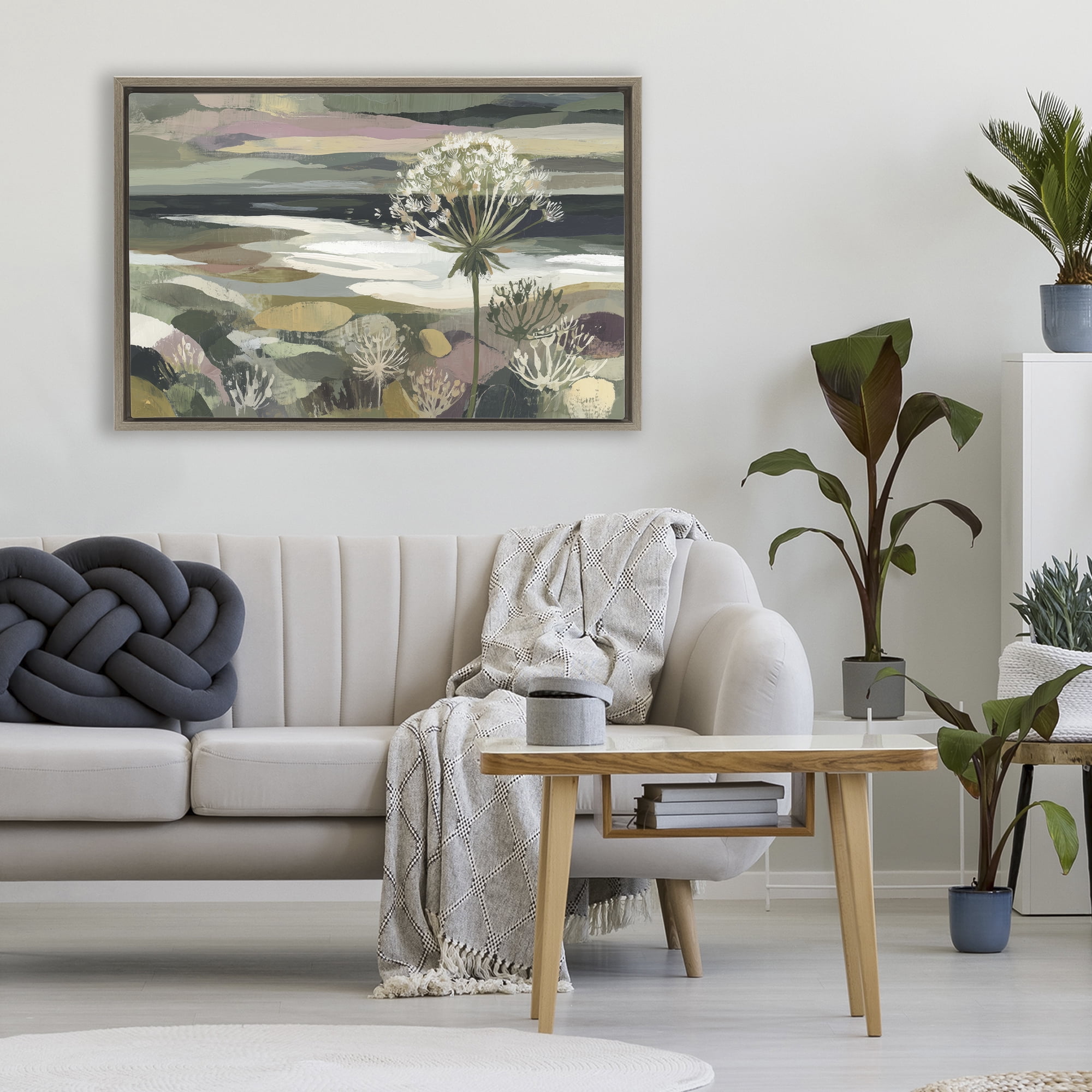 Stupell Industries Dandelion in Misty Meadow Brown Framed Floater Canvas Wall Art, design by Chromatic Storm Studio