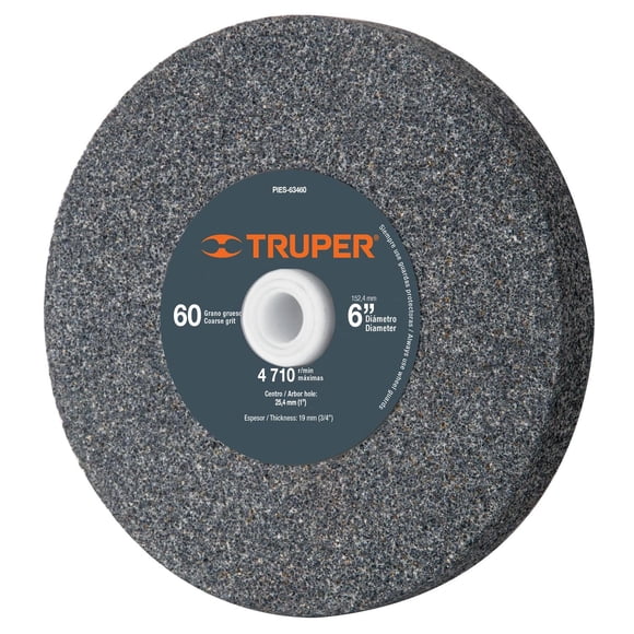 Piedra Para Esmeril 6 X 3/4 Oxido De Aluminio Grano 60 TRUPER PIES-63460