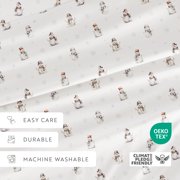 Noble Linens 3 Piece Holiday Microfiber Bed Sheet Set, Vintage Snowman, Twin