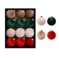 thumbnail image 6 of 12-Pack Luxury Velvet Christmas Tree Ornaments, Shatterproof Hanging Balls with Hooks, 2.4 Inch Holiday Decor, 6 of 8