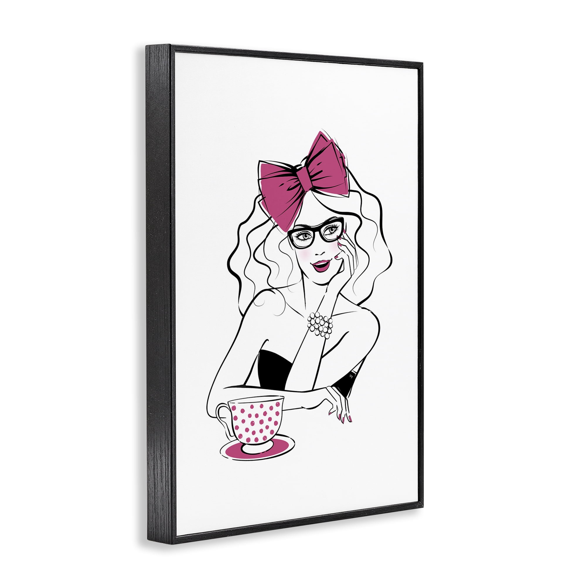 Stupell Industries Glam Tea Party Novelty Painting Black Framed Art Print Wall Art, 20 x 30