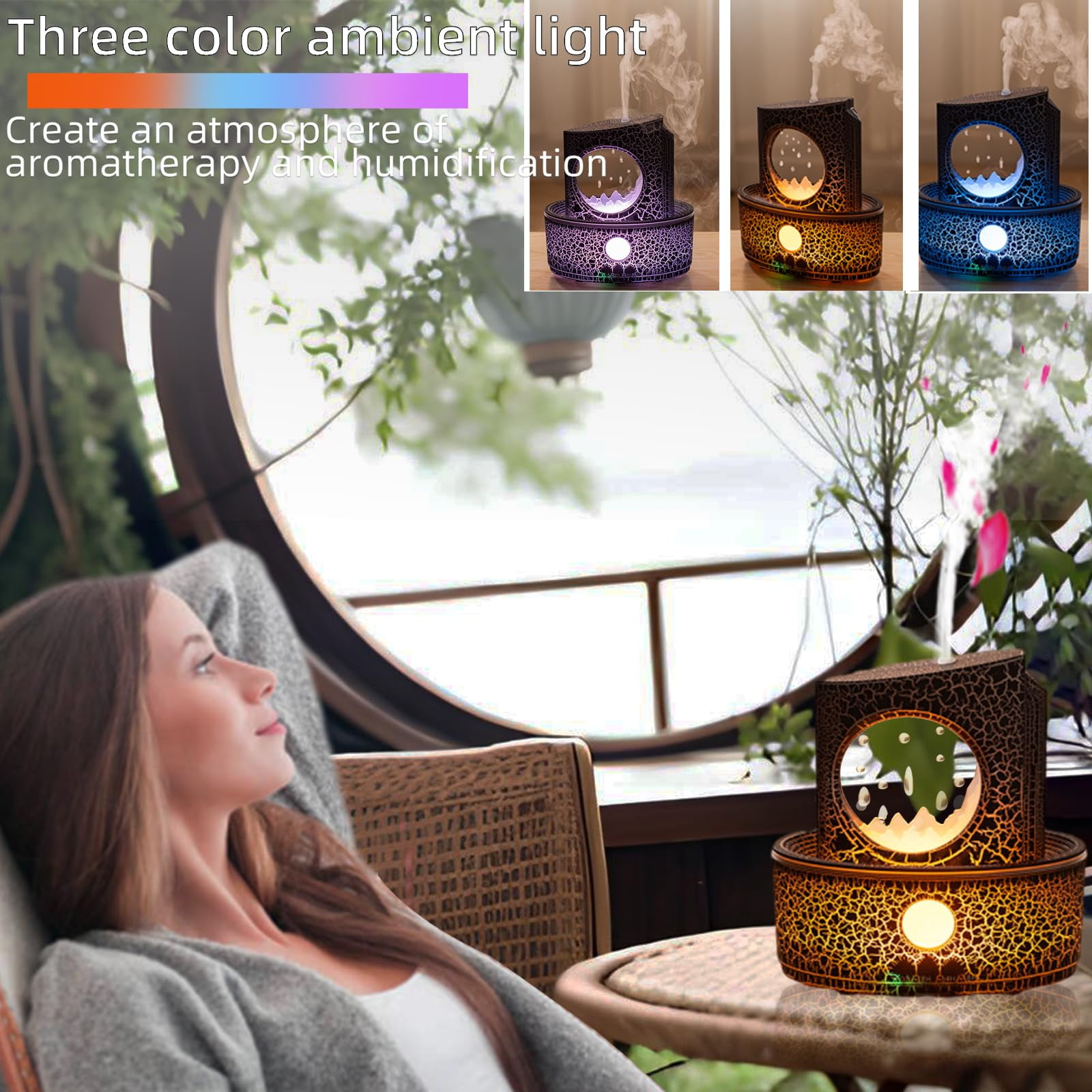 Aromatherapy Raindrop Diffuser & Humidifier, 3-in-1 Essential Oil Diffuser with 3 Color Changing Lights, 4 Timer Modes & Auto-Off, 300ml Quiet Ultrasonic Cool Mist Humidifier for Home, Office, Desk