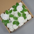 thumbnail image 4 of Matsuzay 25 piezas PE Artificial Rosa vivo falso Color sólido decorativo boda fiesta ceremonia flor rama planta ornamento Kits de decoración para fiestas champán, 4 of 6