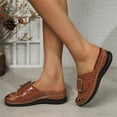 thumbnail image 2 of NOKIO Women's Flat Bottom Shoes Beach Slope Heel Slippers Hollow Casual Slippers Fish Mouth Slope Heel Leisure One Word Cool Slippers, 2 of 8