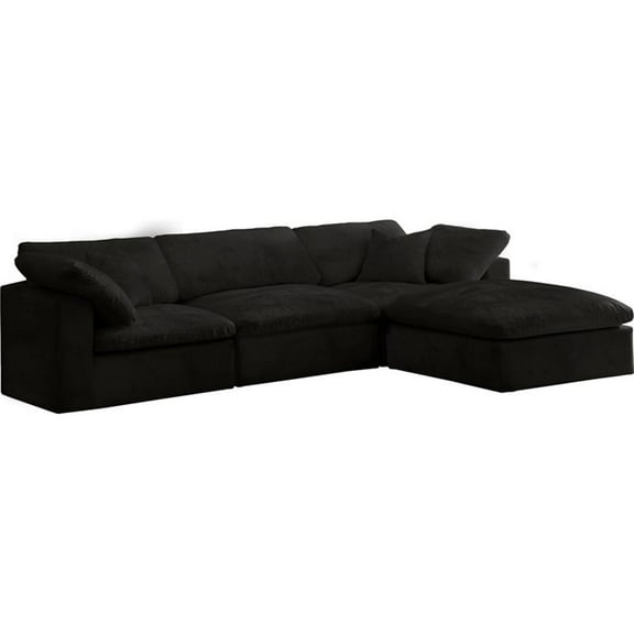 Maklaine Contemporary Soft Velvet Modular Sectional in Black
