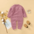 thumbnail image 5 of QUYUON Infant Baby Knit Jumpsuits Newborn Toddler Baby Girls Long Sleeve Button Front Rompers Kids Ribbed Knitted One-Piece Bodysuits Outerwear Sweaters Coat 100, 5 of 8