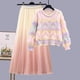 thumbnail image 2 of Conjunto de falda de dos piezas para mujer, conjunto de vestidos, chándal de manga larga, jersey + falda de línea A de cintura alta, 2 of 5