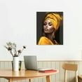 thumbnail image 2 of ONETECH African American Women Canvas Wall Art Black Woman Yellow Hair Beauty Abstract Painting Canvas Prints Living Room Bedroom Bathroom Framed Home Decor Ready to Hang,16x20 in, 2 of 4