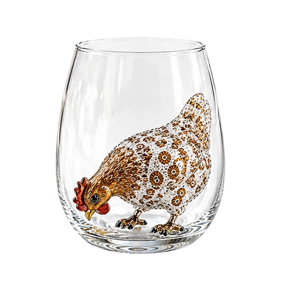 Glass Cup Farm Chicken Rooster Stemless Glasses Styles Floral Print Tumbler Cups Farmhouse Drinking Cute Lover Tabletop Glassware 2D