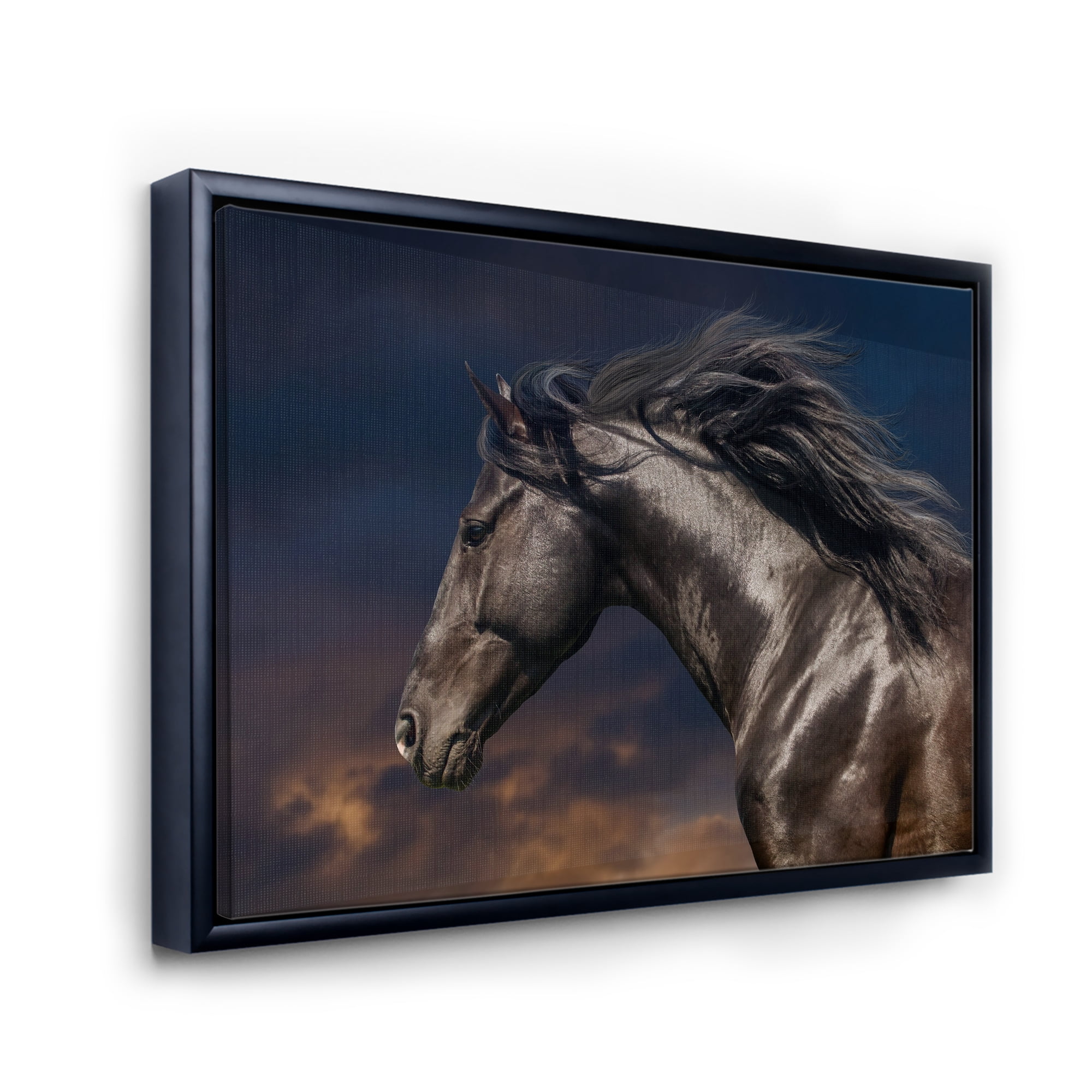 Designart 'Close Up Of Thoroughbred Nonius Stallion Horse III' Farmhouse Framed Canvas Wall Art Print