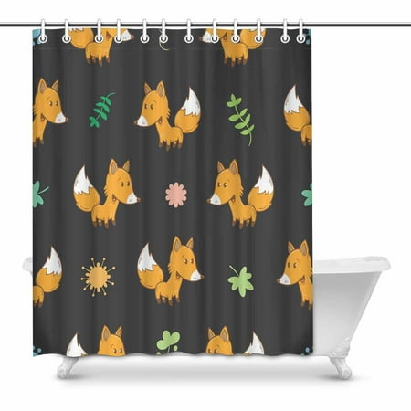 Pop Cute Cartoon Foxes Bathroom Shower Curtain Set 60x72 Inch