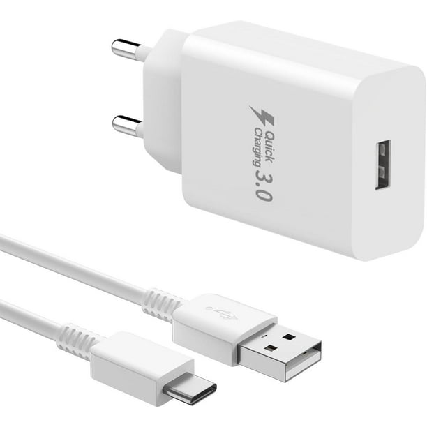 Cargador Rápido Tipo C para Samsung Galaxy A14 A13 A12 4G/5G, S10, S9, S8, A04S, A20e, A21S, A23, A32, A33, A40, A41, A50, A51, A53, Cargador de Pared de Carga Súper Rápida con 1,5 m Cable USB-C