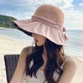 thumbnail image 2 of Women's UV Sun Protection Breathable Wide Brim Bowknot Bucket Hat Sun Hat Beach Hats for Party Outdoor - Pink, 2 of 5