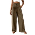 thumbnail image 2 of Ynynloco Womens Pants Elastic High Waist Lightweight Palazzo Pants for Women Casual Drawstring Lounge Wide Leg Pants Woman with Pockets, 2 of 6