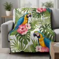 thumbnail image 2 of Summer Blanket Soft Cozy Warm Throw Blanket for Couch, Plush Fuzzy Flannel Fleece Blankets for Sofa, Botanical Palm Leaves Flower Bird Animals Plants Bed Blankets Lightweight Gifts for Women, 32"x48", 2 of 9