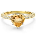 thumbnail image 3 of Gem Stone King 14K Two Tone Gold Yellow Citrine and Lab Grown Diamond Engagement Ring for Women | 3.41 Cttw | Heart Shape 10MM | Gemstone November Birthstone | Size 6, 3 of 6