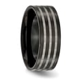 thumbnail image 4 of Titanium Polished 8mm Black IP-plated w/Satin Stripes Band, 4 of 6