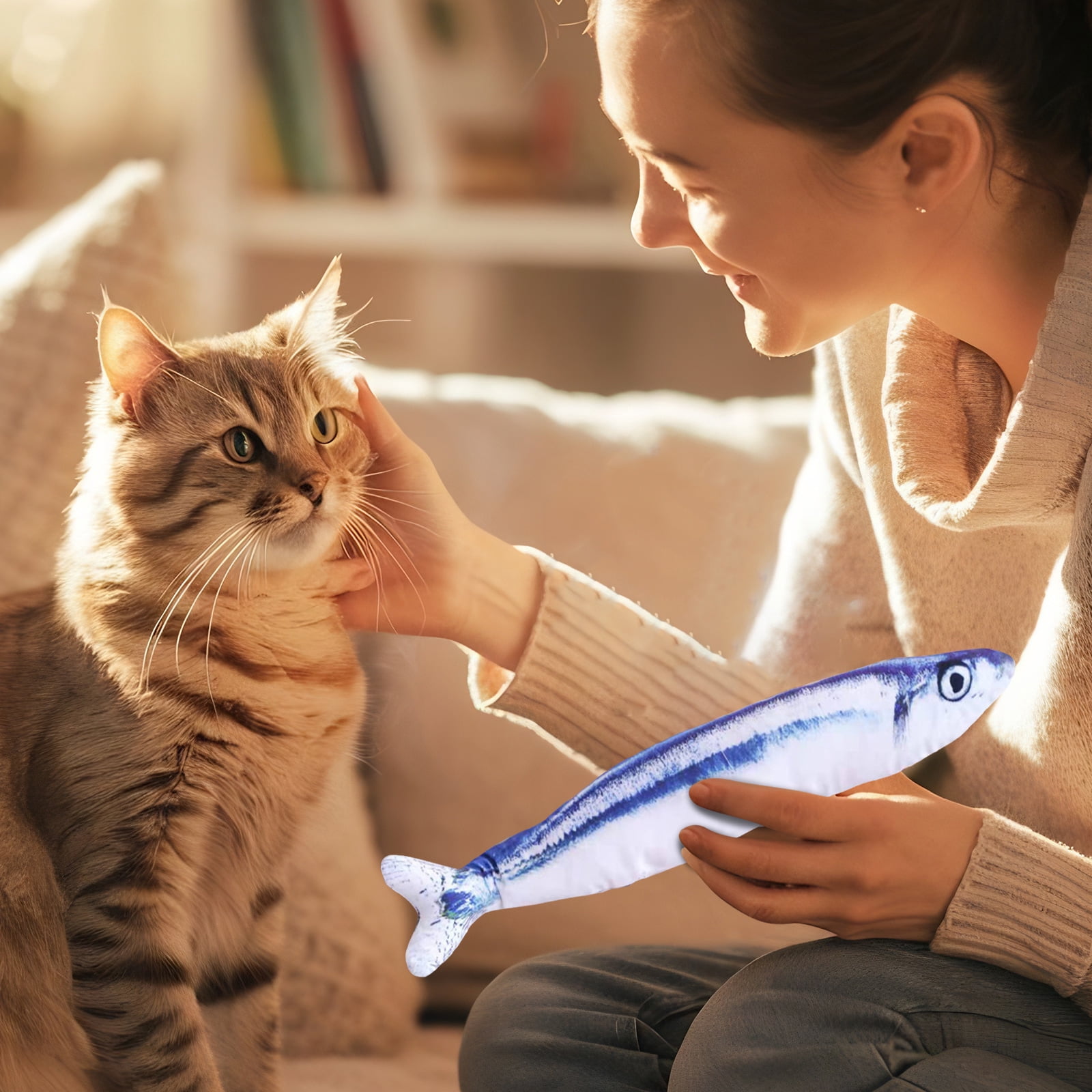 Saury Fish Shape Catnip Toy, Interactive Grinding Stick for Teething Relief, Durable Plush Chew Toy for Indoor Cats, Perfect for Daily Playtime