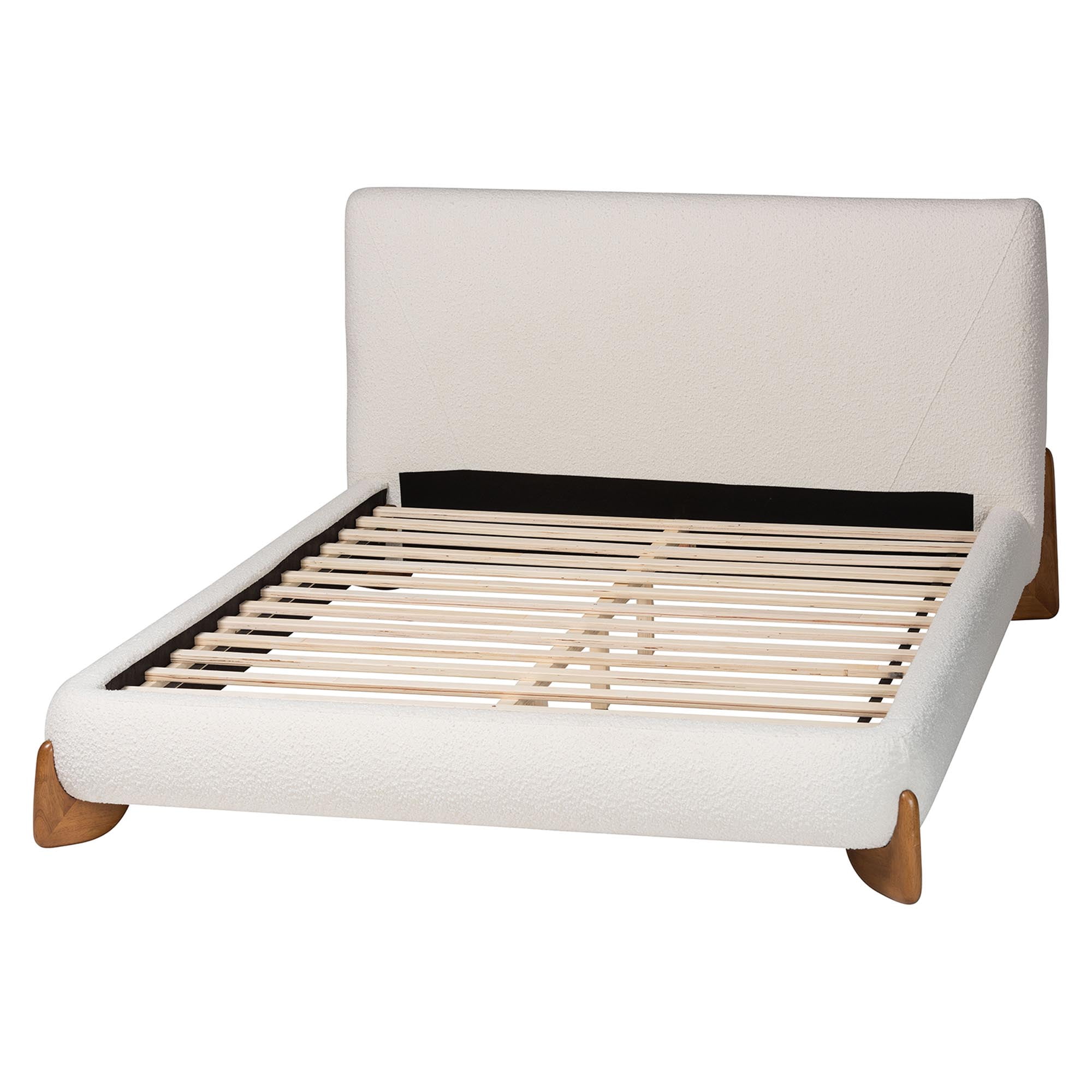 Baxton Studio Vinicio Mid-Century Platform Bed, Queen, Cream