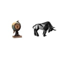 thumbnail image 1 of Figura decorativa moderna de toro con globo terráqueo, estatua, reloj de mesa coleccionable de resina, adorno para oficina, estante, dormitorio, armar, 1 of 8