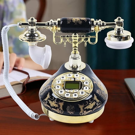 CNV Vintage Landline Rotary Dialing Telephone, Old Fashioned Dial Phone Telephone Decor Bell Ring Phone for Home Office Hotel Use