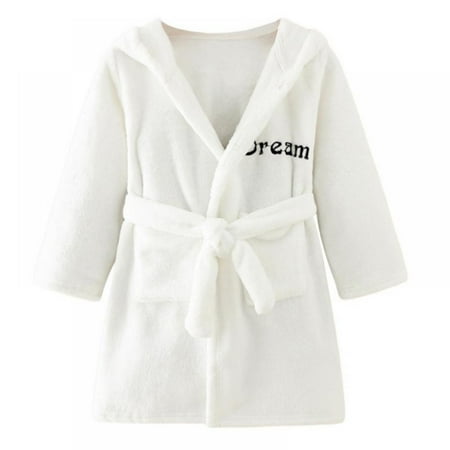 

Flannel Cotton Kids Girls Hooded Bathrobe Letter Print Toddler Boys Robe Baby Clothing Sleepwear