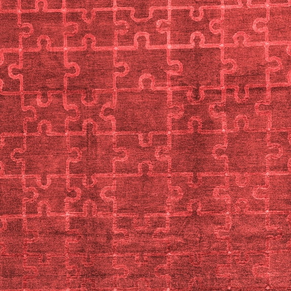 Ahgly Company Machine Washable Indoor Square Abstract Red Modern Area Rugs, 4' Square