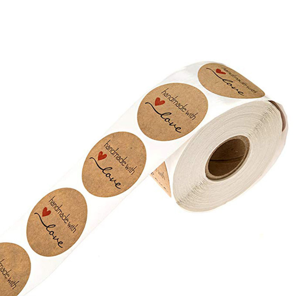 Sticky Note 1 Kraft Inch Labels 500 Roll / Stickers Round Baked with ...