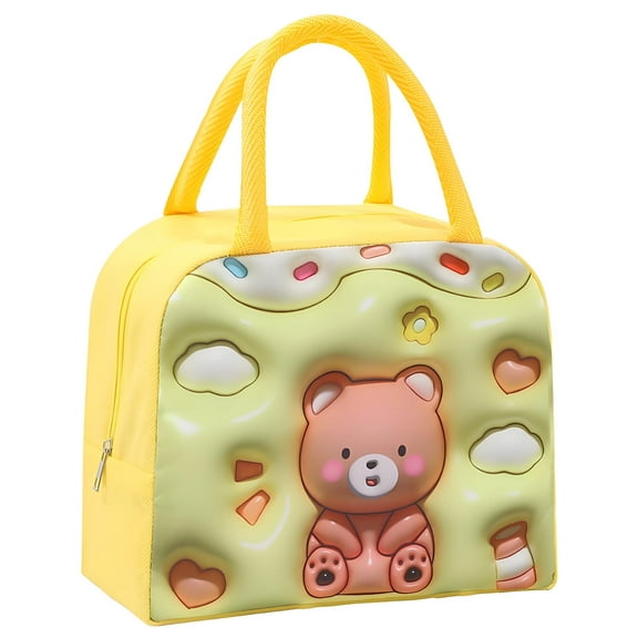 NIETEIN Lunch Bag Box Insulated Cooler Portable Reusable (Yellow Bear)