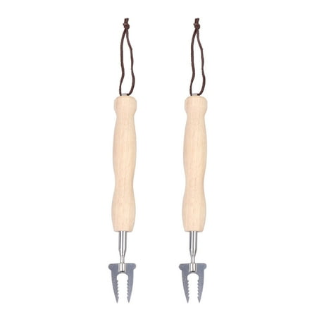 

2Pcs Outdoor Telescopic Barbecue Forks with Gourd-shaped Wooden Handle