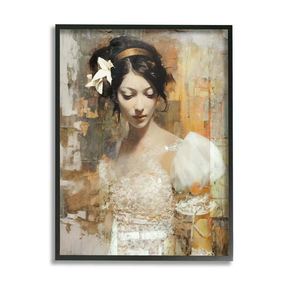 Stupell Industries Abstract Bride Collage Abstract Painting Black Framed Art Print Wall Art, 11 x 14
