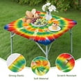 thumbnail image 4 of Colorful Rainbow Tie Dye Spiral Pattern Square Fitted Tablecloth with Elastic Edge,Square Table Cover,Washable Elastic Table Cover for Home Kitchen Party Decor 36"x36", 4 of 6