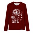 thumbnail image 4 of hxobax Dandelion Print Long Sleeve Tops Womens Cute Fall Tops Casual Crewneck Tunic Basic Tee Blouse, 4 of 5
