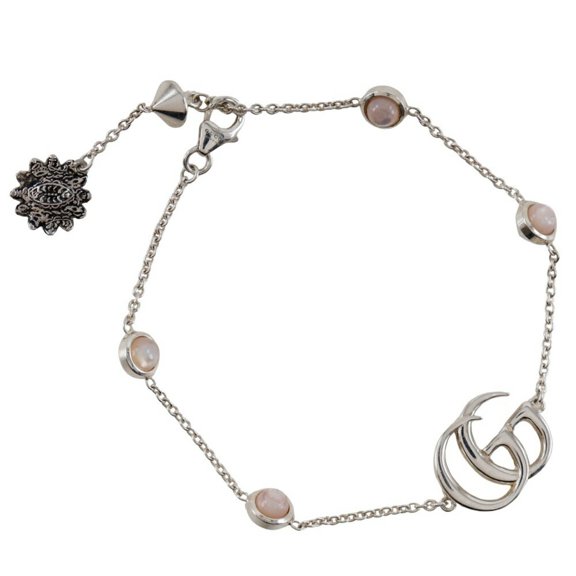 Pre-Owned Gucci Double G Bracelet, 925 Sterling Silver with Mother-of-Pearl, Approx.... (Good)