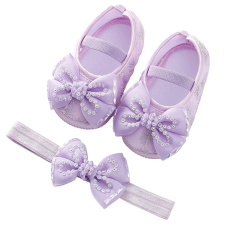 

TOWED22 Wedding Party Princess Ballet Shoe Rubber Sole Toddler Girls Mary Janes Shoe Low Heel Ballet Flat Shoes for Summer 3.5 Purple