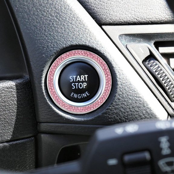 LOLIPPYY 4Pcs Rhinestone Car Push to Start Button Protector for Stylish Cars