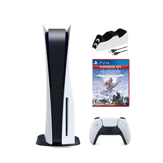 2022 New PlayStation Disc Version Gaming Console with Ultra Fast SSD, Wireless Controller, Horizon Zero Dawn & Mytrix Controller Charging Dock