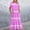 Pink, variant on Women's Casual Summer Midi Dress, Short Sleeve Round-Neck Loose Fit, Wave Stripe Print with Pockets, Comfortable Daily Dress