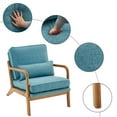 thumbnail image 3 of Accent Chair, Mid-Century Linen Fabric Upholstered Armchair with Pillow and Back Cushion Comfy Single Sofa Chair with Solid Wood Legs Reading Chair for Living Room Bedroom Office, Teal, 3 of 7