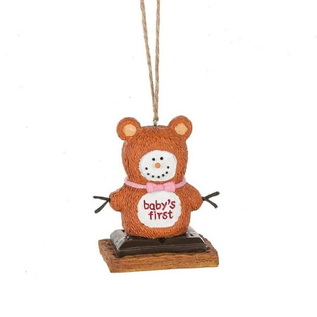 Babys First Christmas Teddy - Smores Snowman BABY'S FIRST CHRISTMAS Teddy Bear Ornament, by Midwest CBK