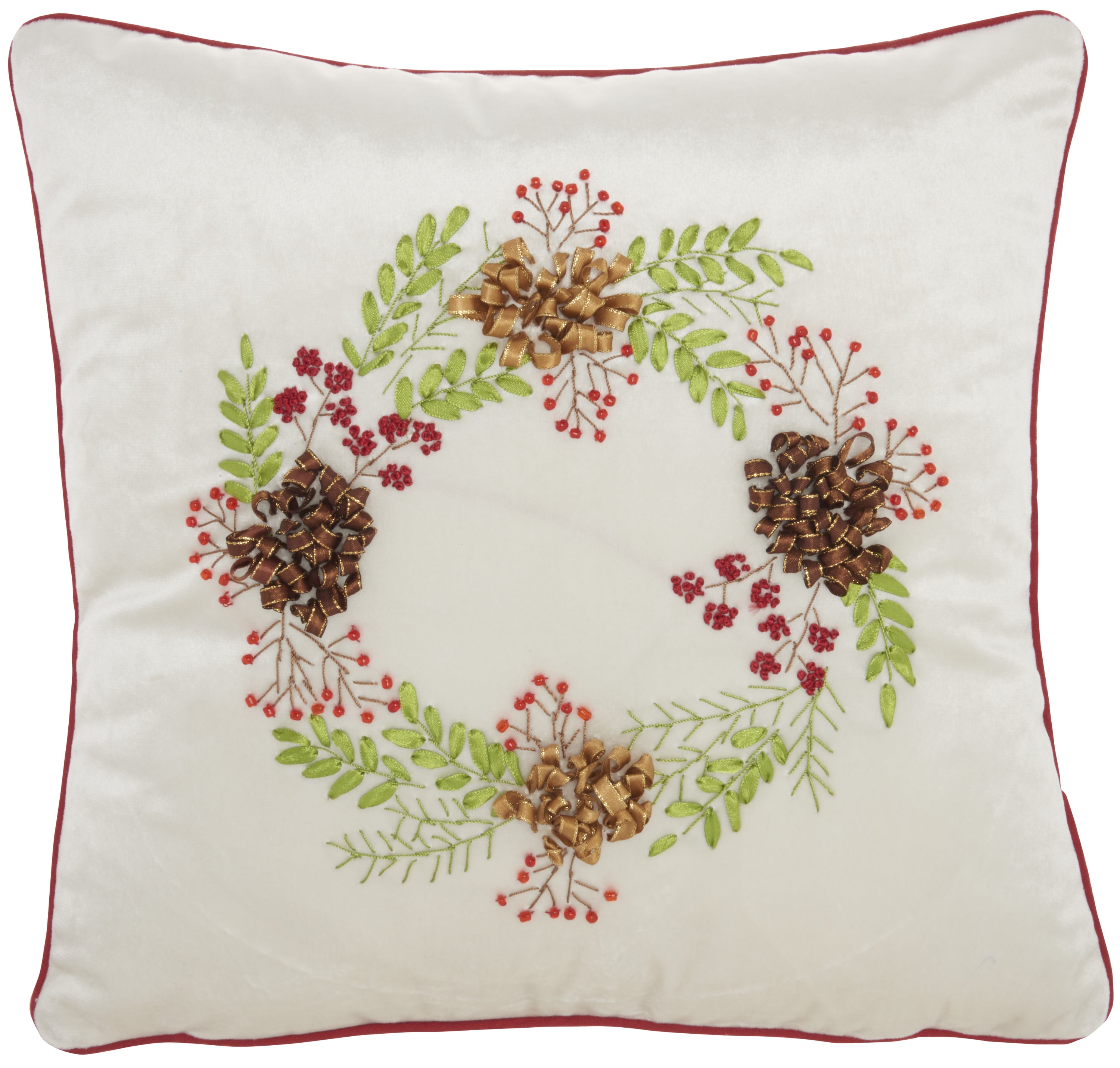 Nourison Home For The Holiday Beige Decorative Throw Pillow , 16'X16'