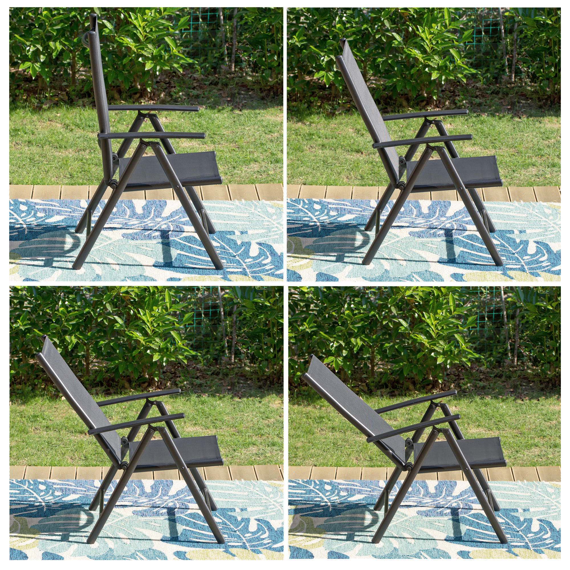 MF Studio 2-Piece Aluminum Outdoor Patio Folding Chairs with Textilene Seat, Black - image 4 of 10