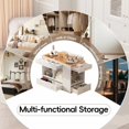 thumbnail image 6 of Closet Island with 6 Drawers and Glass Display Top, White Wardrobe Armoire Bedroom Island with Open Shelves, Jewelry Storage Vanity for Walk-in Closet, Living Room, Office, 47.3"L x 23.6"W x 33.4"H, 6 of 7