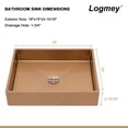 thumbnail image 6 of Logmey 19x15 Inch Stainless Steel Rectangular Bathroom Sink, Rose Gold Bathroom Vanity Vessel Basin with Rose Gold Drainer Assembly, 6 of 9
